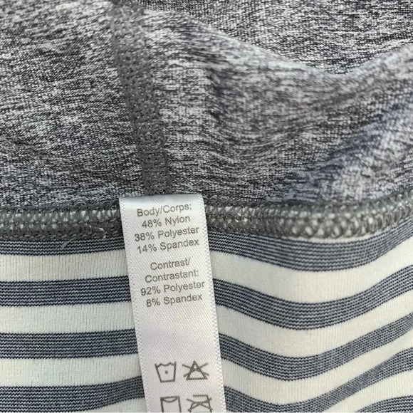 Kyodan Legging Medium Gray Stripe Mid Rise Stretch Activewear Athleisure Pants - Picture 7 of 10